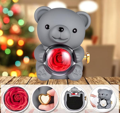 Bear with Rose and Rose Gold Necklace