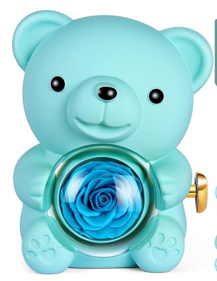 Oso Sorpresa con Rosa Eterna y Collar