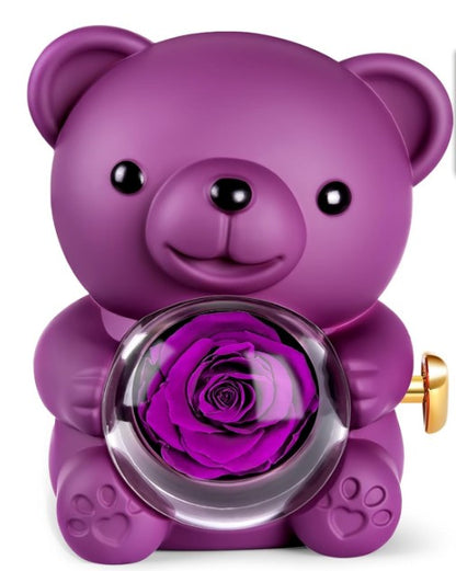 Bear with Rose and Rose Gold Necklace