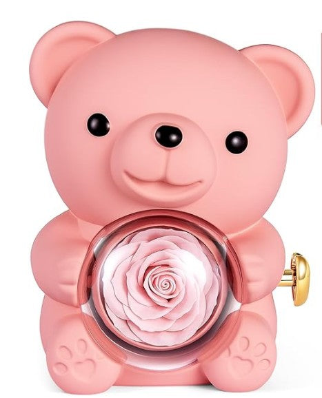 Oso Sorpresa con Rosa Eterna y Collar